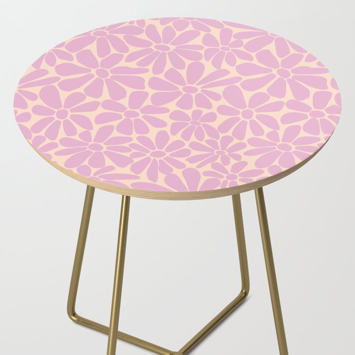 Retro Floral - Cream and Pink Side Table Gallery Image 2