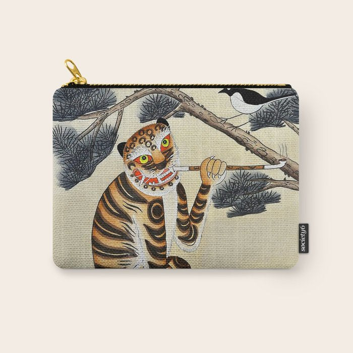 Korean Minhwa Tiger with Pipe Carry All Pouch Gallery Image 1