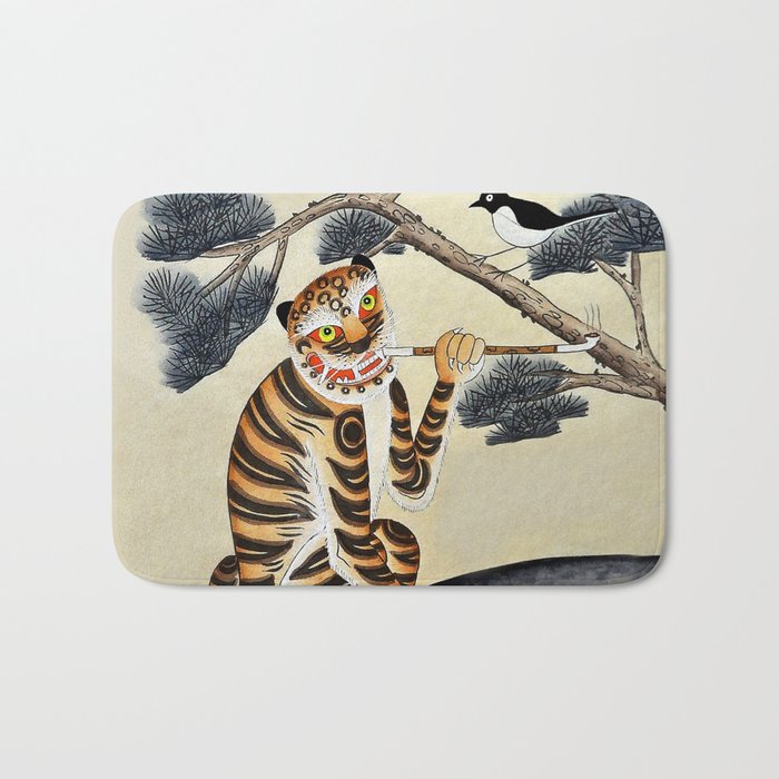 Korean Minhwa Tiger with Pipe Bath Mat Gallery Image 1