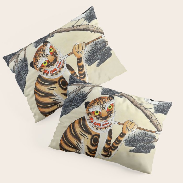 Korean Minhwa Tiger with Pipe Pillow Sham Gallery Image 1