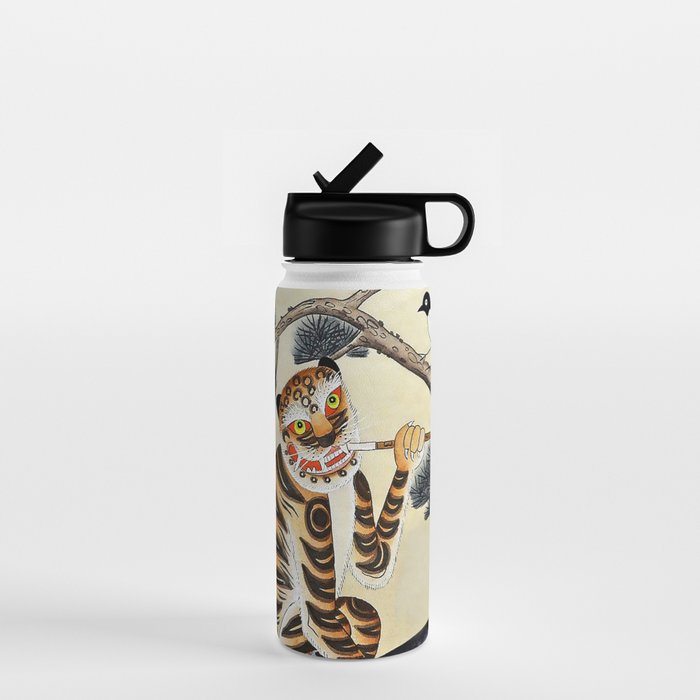 Korean Minhwa Tiger with Pipe Water Bottle Gallery Image 1