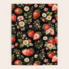 Luxury Strawberry Botanical Pattern - Dark Floral Aesthetic Poster Gallery Image 4