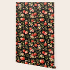 Luxury Strawberry Botanical Pattern - Dark Floral Aesthetic Wallpaper Gallery Image 2