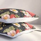 Luxury Strawberry Botanical Pattern - Dark Floral Aesthetic Pillow Sham Gallery Image 3
