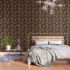 Luxury Strawberry Botanical Pattern - Dark Floral Aesthetic Wallpaper Gallery Image 3