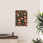 Luxury Strawberry Botanical Pattern - Dark Floral Aesthetic Poster Gallery Image 2