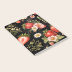 Luxury Strawberry Botanical Pattern - Dark Floral Aesthetic Notebook Gallery Image 2