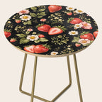 Luxury Strawberry Botanical Pattern - Dark Floral Aesthetic Side Table Gallery Image 2