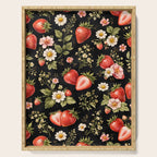 Luxury Strawberry Botanical Pattern - Dark Floral Aesthetic Serving Tray Gallery Image 1