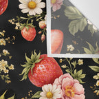 Luxury Strawberry Botanical Pattern - Dark Floral Aesthetic Wall Tapestry Gallery Image 3