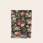 Luxury Strawberry Botanical Pattern - Dark Floral Aesthetic Wall Hanging Gallery Image 1