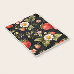 Luxury Strawberry Botanical Pattern - Dark Floral Aesthetic Notebook Gallery Image 3