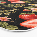 Luxury Strawberry Botanical Pattern - Dark Floral Aesthetic Bath Mat Gallery Image 3