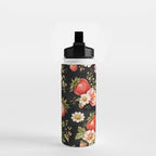 Luxury Strawberry Botanical Pattern - Dark Floral Aesthetic Water Bottle Gallery Image 2