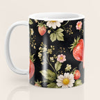 Luxury Strawberry Botanical Pattern - Dark Floral Aesthetic Coffee Mug Gallery Image 3