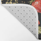 Luxury Strawberry Botanical Pattern - Dark Floral Aesthetic Bath Mat Gallery Image 2
