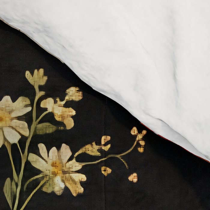 Luxury Strawberry Botanical Pattern - Dark Floral Aesthetic Comforter Gallery Image 4