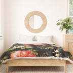 Luxury Strawberry Botanical Pattern - Dark Floral Aesthetic Duvet Cover Gallery Image 3