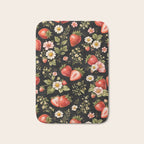 Luxury Strawberry Botanical Pattern - Dark Floral Aesthetic Bath Mat Gallery Image 1