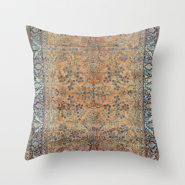 Kashan Floral Persian Carpet Print Throw Pillow Gallery Image 6
