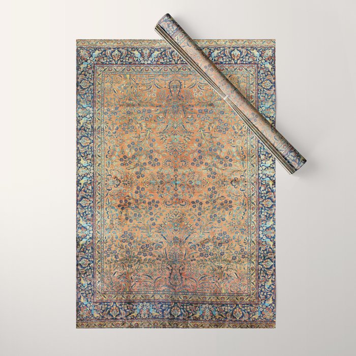 Kashan Floral Persian Carpet Print Wrapping Paper Gallery Image 1