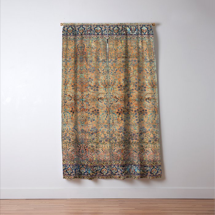 Kashan Floral Persian Carpet Print Window Curtain Gallery Image 3
