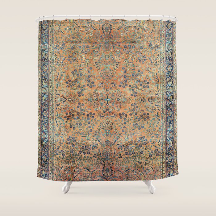Kashan Floral Persian Carpet Print Shower Curtain Gallery Image 1