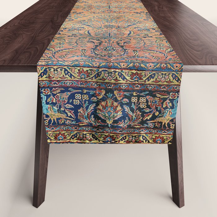 Kashan Floral Persian Carpet Print Table Runner Gallery Image 1