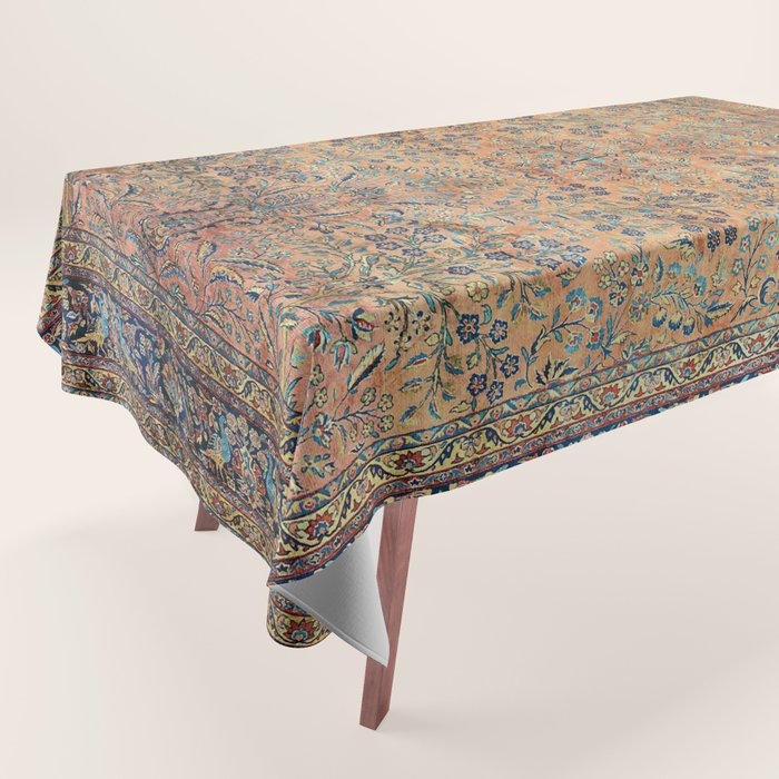 Kashan Floral Persian Carpet Print Tablecloth Gallery Image 1