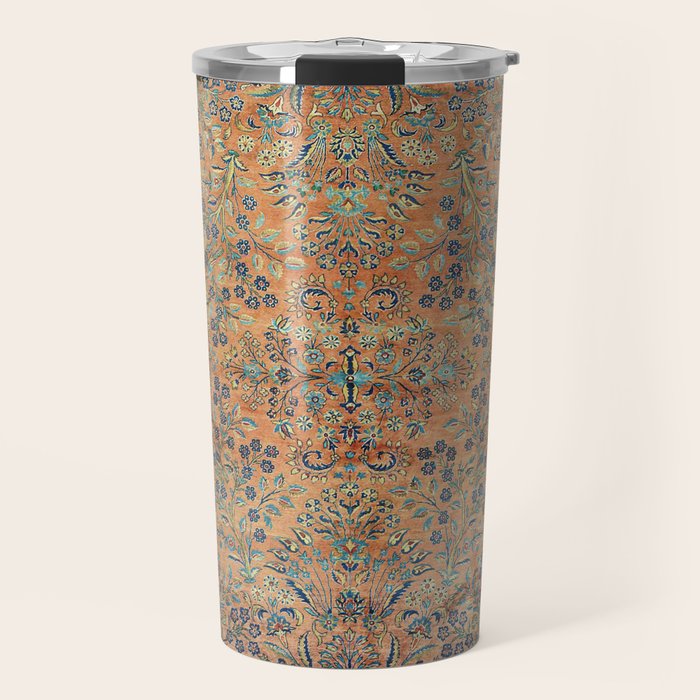 Kashan Floral Persian Carpet Print Travel Mug Gallery Image 1