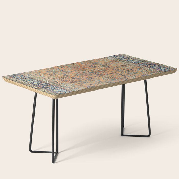 Kashan Floral Persian Carpet Print Coffee Table Gallery Image 1