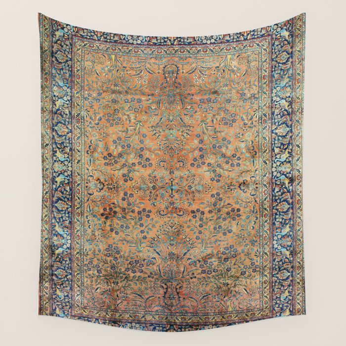 Kashan Floral Persian Carpet Print Wall Tapestry Gallery Image 1