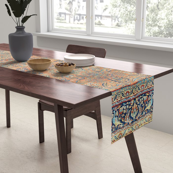 Kashan Floral Persian Carpet Print Table Runner Gallery Image 2