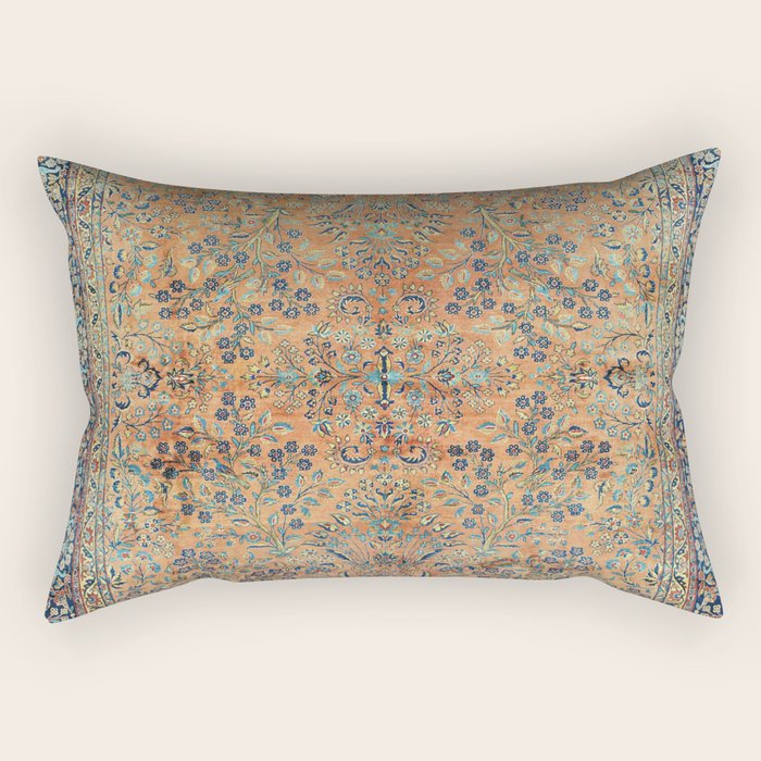 Kashan Floral Persian Carpet Print Rectangular Pillow Gallery Image 1