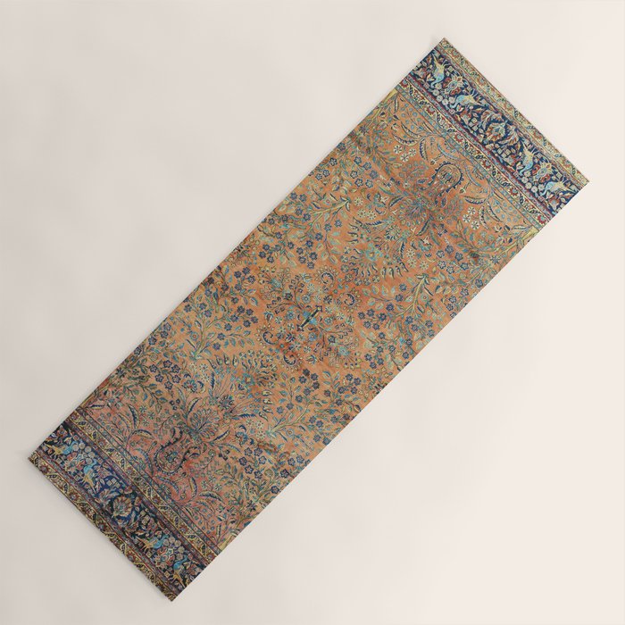 Kashan Floral Persian Carpet Print Yoga Mat Gallery Image 1