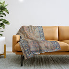 Kashan Floral Persian Carpet Print Throw Blanket Gallery Image 1