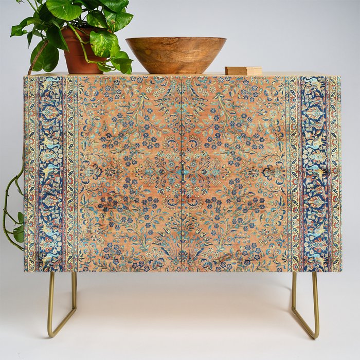 Kashan Floral Persian Carpet Print Credenza Gallery Image 1