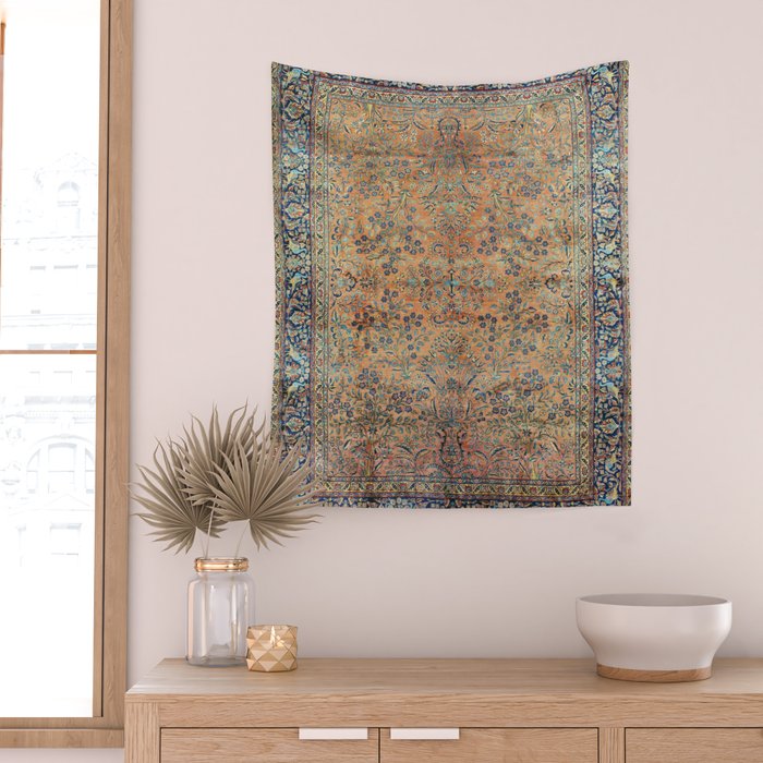 Kashan Floral Persian Carpet Print Wall Tapestry Gallery Image 2