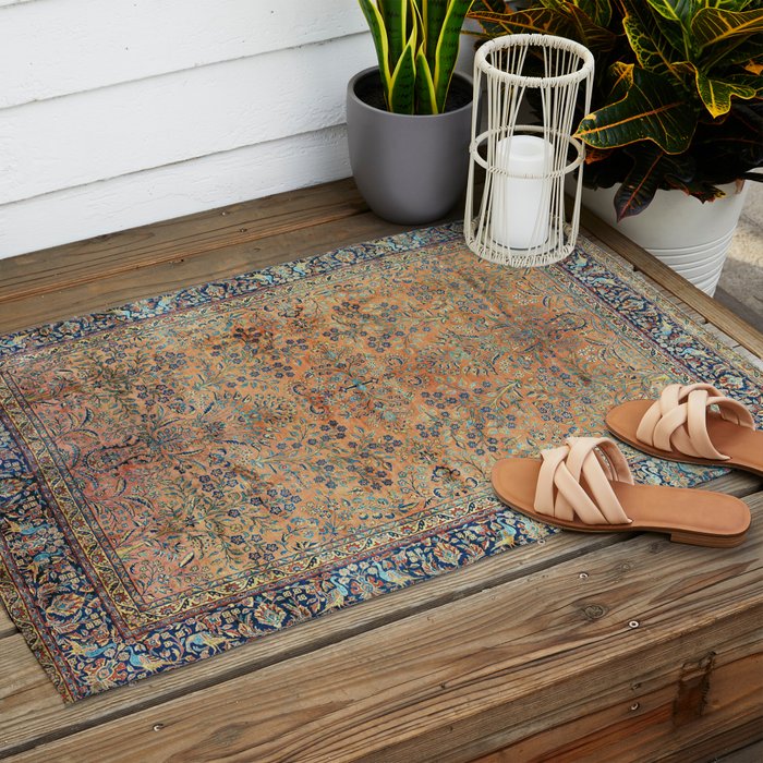Kashan Floral Persian Carpet Print Outdoor Rug Gallery Image 2