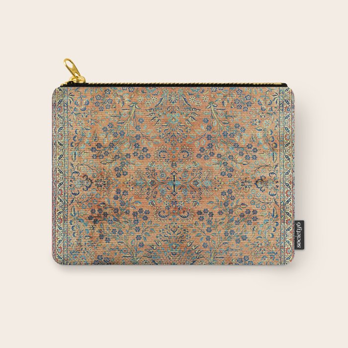 Kashan Floral Persian Carpet Print Carry All Pouch Gallery Image 1