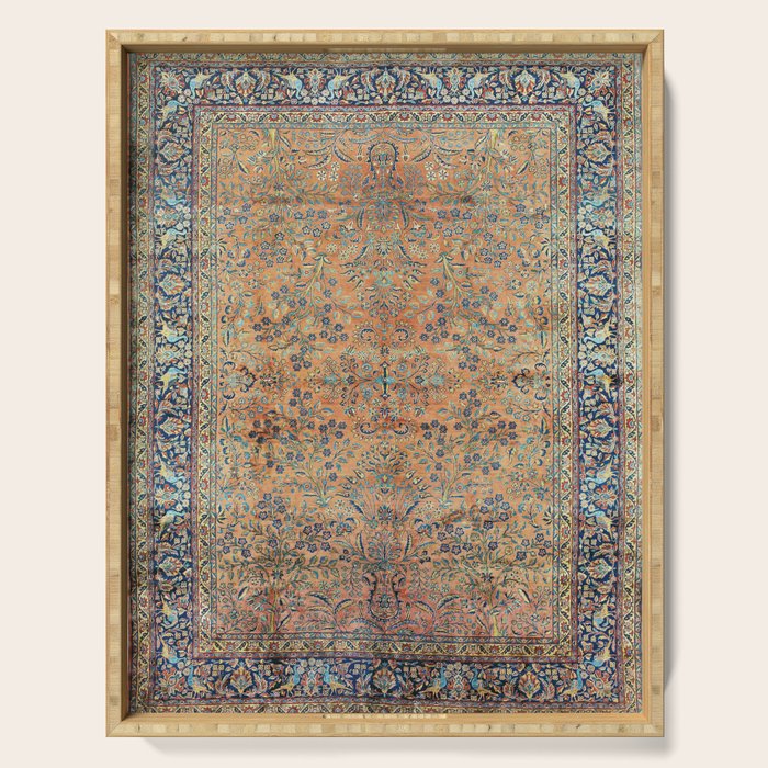 Kashan Floral Persian Carpet Print Serving Tray Gallery Image 1