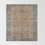 Kashan Floral Persian Carpet Print Throw Blanket Gallery Image 2