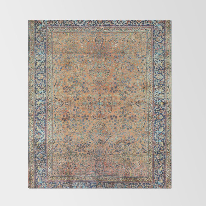 Kashan Floral Persian Carpet Print Throw Blanket Gallery Image 2
