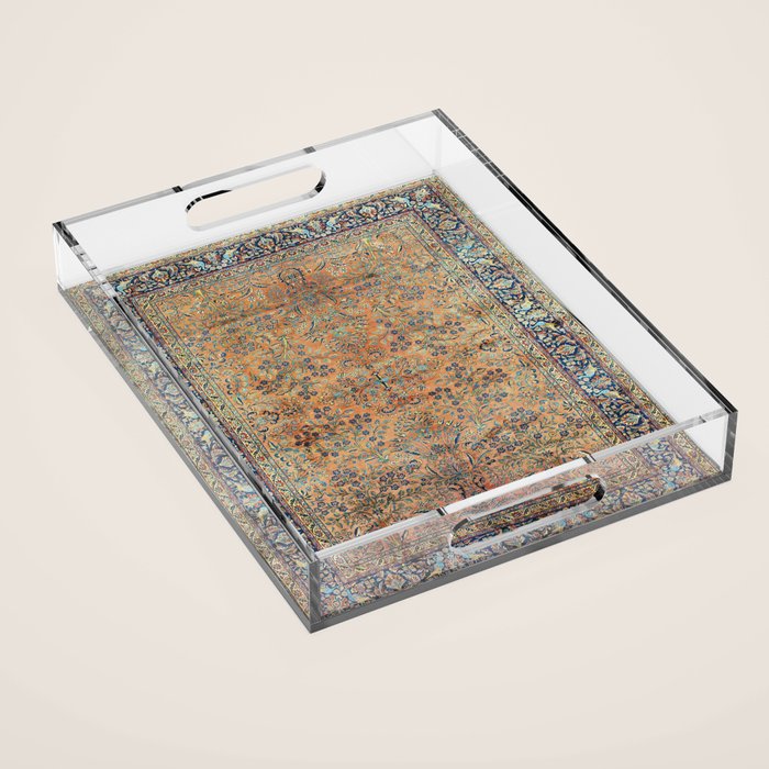 Kashan Floral Persian Carpet Print Acrylic Tray Gallery Image 1