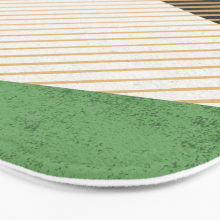 Stripes Circle Geometric Abstract Pattern 2 - Green Gray Black Bath Mat Gallery Image 3