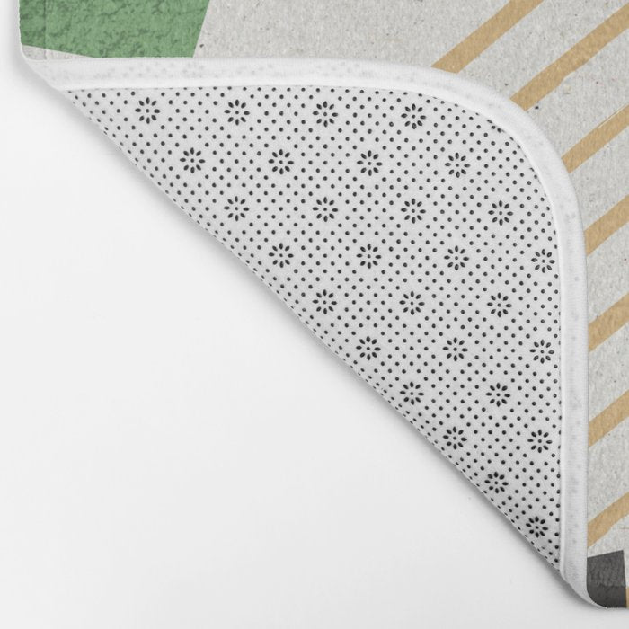 Stripes Circle Geometric Abstract Pattern 2 - Green Gray Black Bath Mat Gallery Image 2