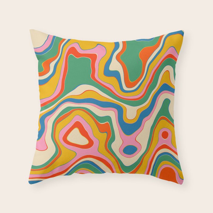 Trippy Rainbow Melt Colorful Abstract Pattern Throw Pillow Gallery Image 1