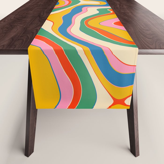 Trippy Rainbow Melt Colorful Abstract Pattern Table Runner Gallery Image 1