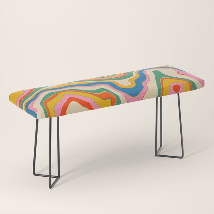Trippy Rainbow Melt Colorful Abstract Pattern Bench Gallery Image 1