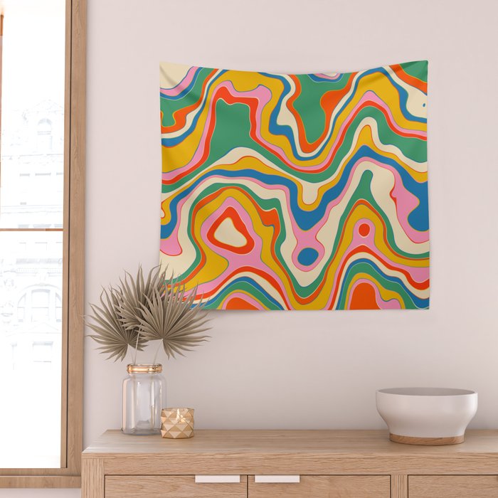 Trippy Rainbow Melt Colorful Abstract Pattern Wall Tapestry Gallery Image 2